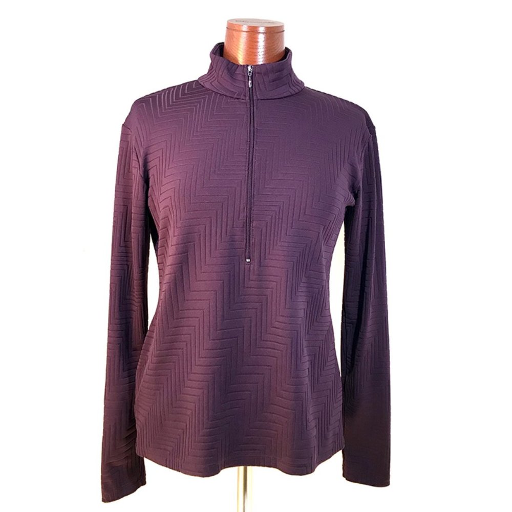 Sahalie Plum Half Zip Pullover Long Sleeve Sport T